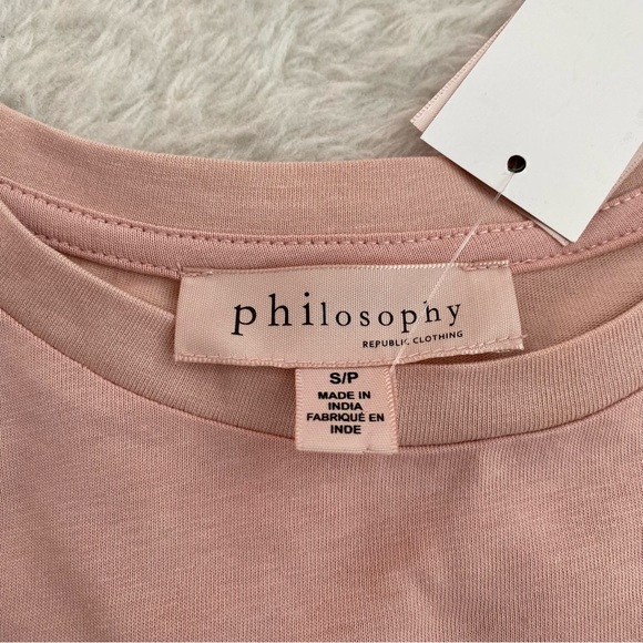 Philosophy, Women's Short Sleeve Chest Pocket Ruffle Detail, Pink, Size S - Picture 2 of 8
